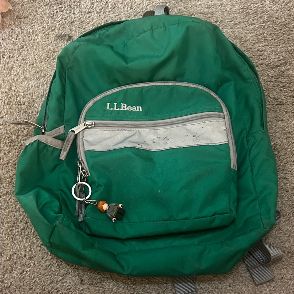 L.L. Bean Forest Green Backpack with Gray Accents